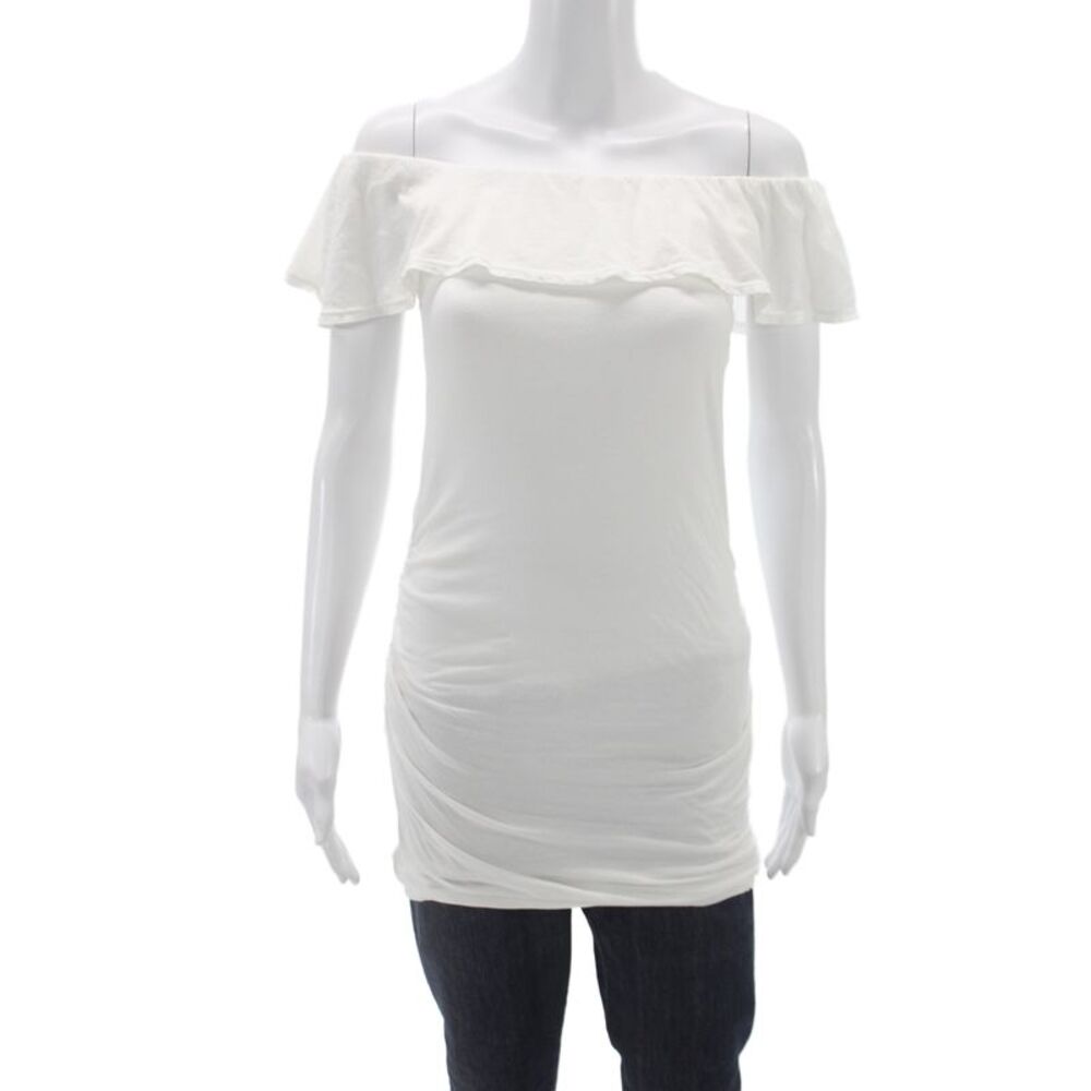 Velvet by Graham & Spencer Womens Off Shoulder Jersey Blouse White Size XS